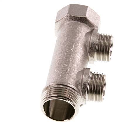 G 3/4'' x 2xG 1/2'' F/M/M Vernikkeld Messing Verdeelstang 10 Bar