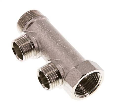 G 3/4'' x 2xG 1/2'' F/M/M Vernikkeld Messing Verdeelstang 10 Bar