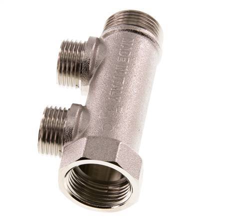 G 3/4'' x 2xG 1/2'' F/M/M Vernikkeld Messing Verdeelstang 10 Bar