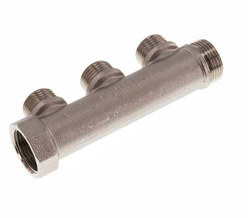 G 3/4'' x 3xG 1/2'' F/M/M Vernikkeld Messing Verdeelstang 10 Bar