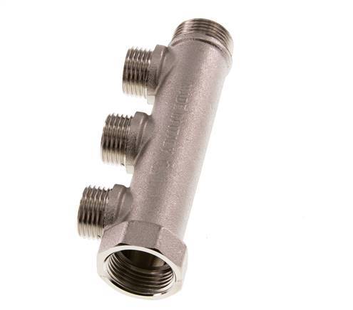 G 3/4'' x 3xG 1/2'' F/M/M Vernikkeld Messing Verdeelstang 10 Bar