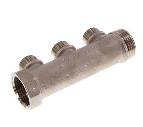 G 1'' x 3xG 1/2'' F/M/M Vernikkeld Messing Verdeelstang 10 Bar
