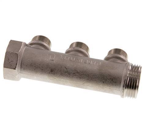 G 1'' x 3xG 1/2'' F/M/M Vernikkeld Messing Verdeelstang 10 Bar