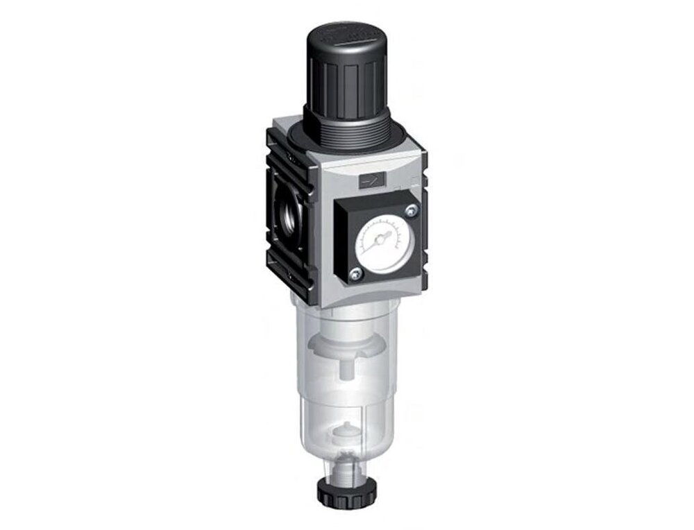 Filter-Regulator G1/4'' 1000 l/min 0.5-10.0bar/7-145psi Auto (Closed Without Pressure) 40 mm Pressure Gauge Polycarbonate Futura 0