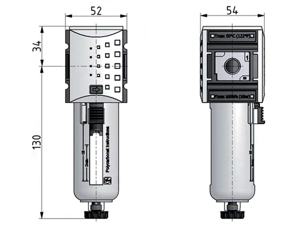 Filter 5microns G3/8'' 2200l/min Auto Metal Futura 1