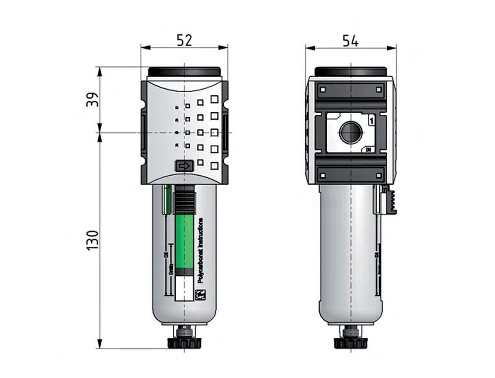 Voorfilter 0,3 micron G1/4'' 300l/min Semi-Auto Metalen Futura 1