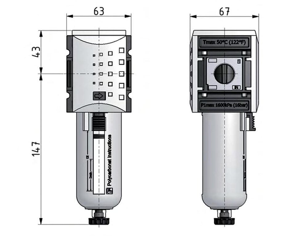 Filter 5microns G3/8'' 3500l/min Auto Polycarbonaat Futura 2