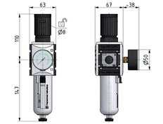 Filter-Regulator G1/2'' 5200 l/min 0.2-4.0bar/3-58psi Semi-Auto Metal Futura 2