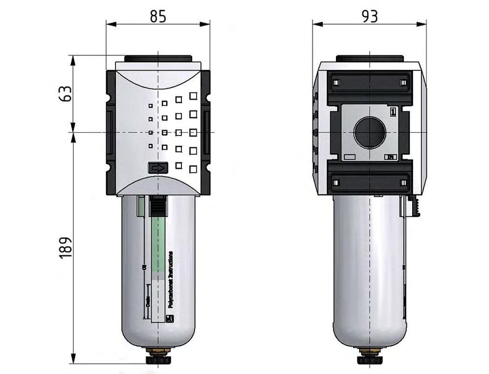Voorfilter 0.3micron G3/4'' 1500l/min Auto Polycarbonaat Futura 4