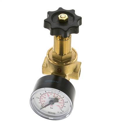 Water- & Luchtdrukregelaar Messing G1/4'' 2,5 l/min 0,5-6 bar/7-87psi