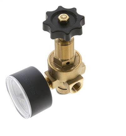 Water- & Luchtdrukregelaar Messing G1/4'' 2,5 l/min 0,5-16 bar/7-232psi