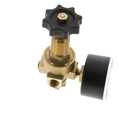Water- & Luchtdrukregelaar Messing G1/4'' 2,5 l/min 0,5-25 bar/7-362psi