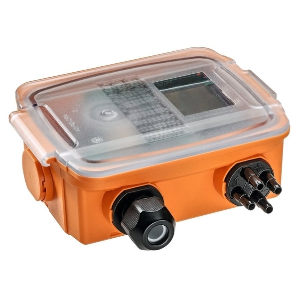 Drukverschilsensor -100 - 2500 Pa 0-5 V/0-10 V Lucht Dubbel met twee extra ingangen Modbus RTU LCD