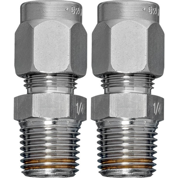 Pijpconnector messing pijp 8 mm naar G 1/4'' buitendraad [2 stuks].