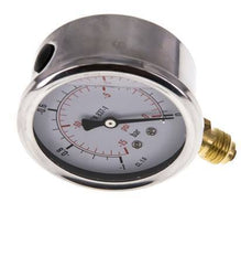 1..0 Bar Glycerine Manometer RVS/Messing 63 mm Klasse 1.6 Onderaansluiting