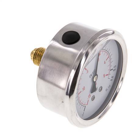 1..0.6 Bar Glycerine Manometer Achteraansluiting RVS/Messing 63 mm Klasse 1.6