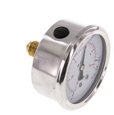 1..0.6 Bar Glycerine Manometer Achteraansluiting RVS/Messing 63 mm Klasse 1.6