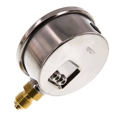 1..0.6 Bar Glycerine Manometer RVS/Messing 63 mm Klasse 1.6 Onderaansluiting