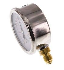 1..0.6 Bar Glycerine Manometer RVS/Messing 63 mm Klasse 1.6 Onderaansluiting