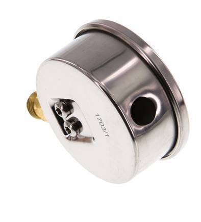 1..15 Bar Glycerine Manometer RVS/Messing 63 mm Klasse 1.6 Onderaansluiting