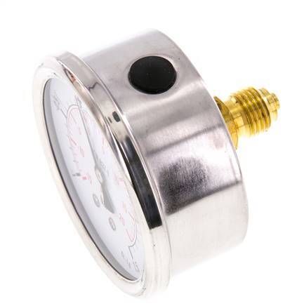 -1..1.5 Bar (-15..22 psi) Glycerin Pressure Gauge Rear Stainless steel/Brass 63 mm Class 1.6