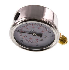 1..1.5 Bar Glycerine Manometer RVS/Messing 63 mm Klasse 1.6 Onderaansluiting