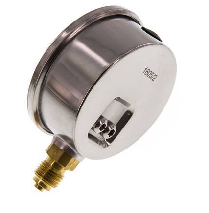 1..1.5 Bar Glycerine Manometer RVS/Messing 63 mm Klasse 1.6 Onderaansluiting