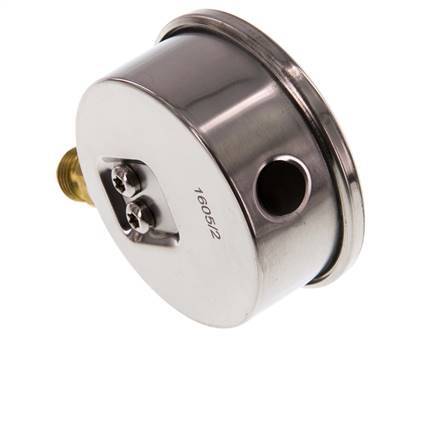 1..1.5 Bar Glycerine Manometer RVS/Messing 63 mm Klasse 1.6 Onderaansluiting