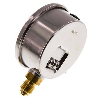 1..3 Bar Glycerine Manometer RVS/Messing 63 mm Klasse 1.6 Onderaansluiting