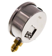 1..3 Bar Glycerine Manometer RVS/Messing 63 mm Klasse 1.6 Onderaansluiting