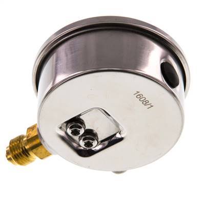 1..3 Bar Glycerine Manometer RVS/Messing 63 mm Klasse 1.6 Onderaansluiting