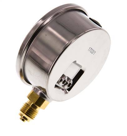 1..5 Bar Glycerine Manometer RVS/Messing 63 mm Klasse 1.6 Onderaansluiting