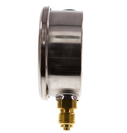 1..9 Bar Glycerine Manometer RVS/Messing 63 mm Klasse 1.6 Onderaansluiting