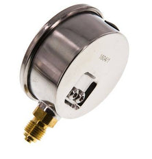 1..9 Bar Glycerine Manometer RVS/Messing 63 mm Klasse 1.6 Onderaansluiting