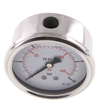 Delta Line Manometer Rvs 0..10 Bar Glycerine Manometer Achteraansluiting RVS/Messing 63 mm ...