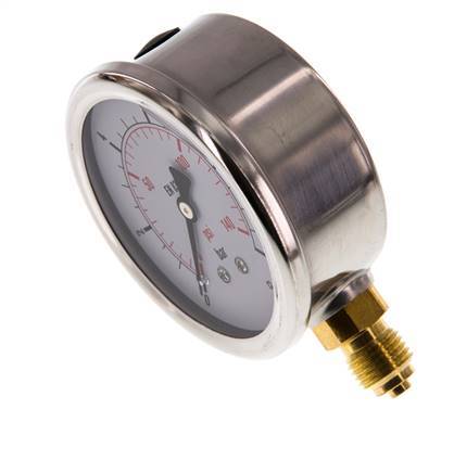 Delta Line Manometer Rvs 0..10 Bar Glycerine Manometer RVS/Messing 63 mm Klasse 1.6 ...