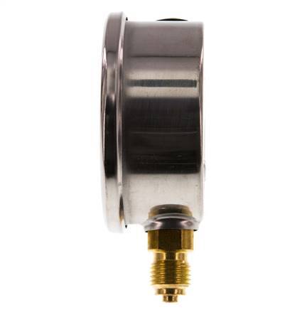 0..10 Bar Glycerine Manometer RVS/Messing 63 mm Klasse 1.6 Onderaansluiting