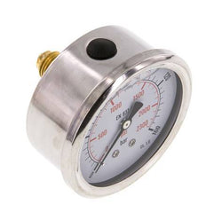 0..160 Bar Glycerine Manometer Achteraansluiting RVS/Messing 63 mm Klasse 1.6