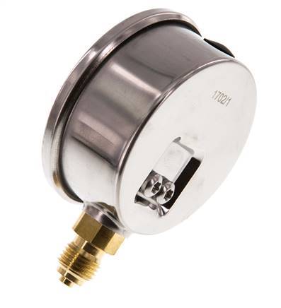 0..16 Bar Glycerine Manometer RVS/Messing 63 mm Klasse 1.6 Onderaansluiting