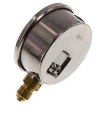 0..1.6 Bar Glycerine Manometer RVS/Messing 63 mm Klasse 1.6 Onderaansluiting