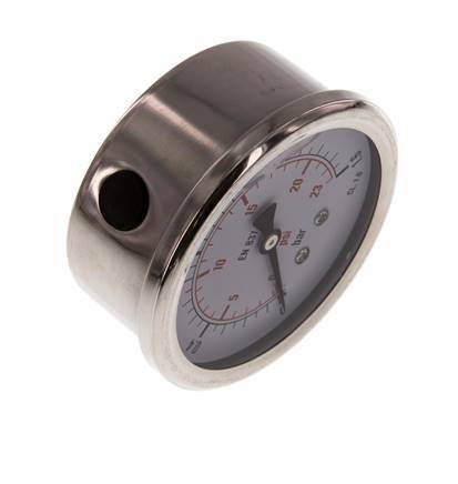 0..1.6 Bar Glycerine Manometer RVS/Messing 63 mm Klasse 1.6 Onderaansluiting