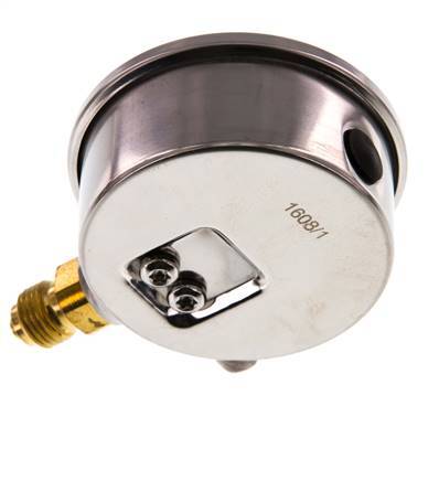 0..400 Bar Glycerine Manometer RVS/Messing 63 mm Klasse 1.6 Onderaansluiting