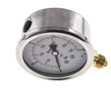 0..40 Bar Glycerine Manometer RVS/Messing 63 mm Klasse 1.6 Onderaansluiting