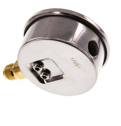 0..60 Bar Glycerine Manometer RVS/Messing 63 mm Klasse 1.6 Onderaansluiting