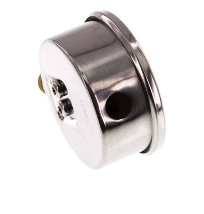 0..60 Bar Glycerine Manometer RVS/Messing 63 mm Klasse 1.6 Onderaansluiting