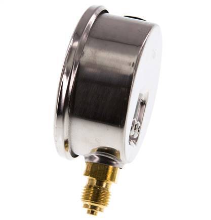 0..60 Bar Glycerine Manometer RVS/Messing 63 mm Klasse 1.6 Onderaansluiting