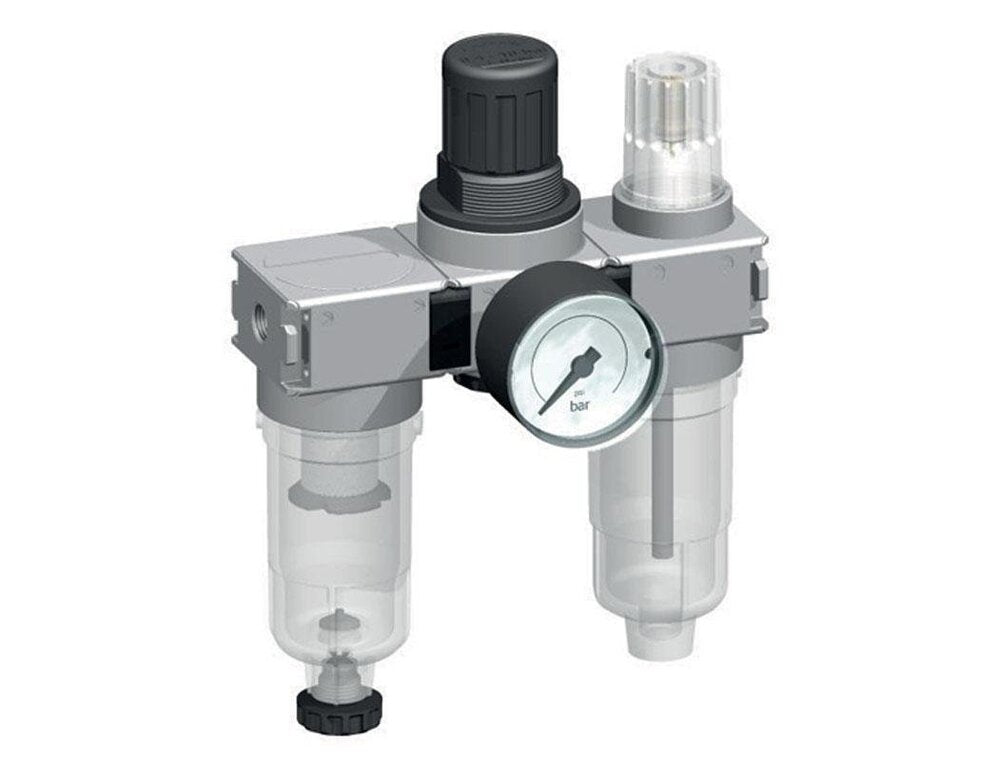 FRL 3-Delig G1/4'' 750l/min 0.2-6.0bar/3-87psi Semi-Auto 40 mm Manometer Polycarbonaat Multifix 0