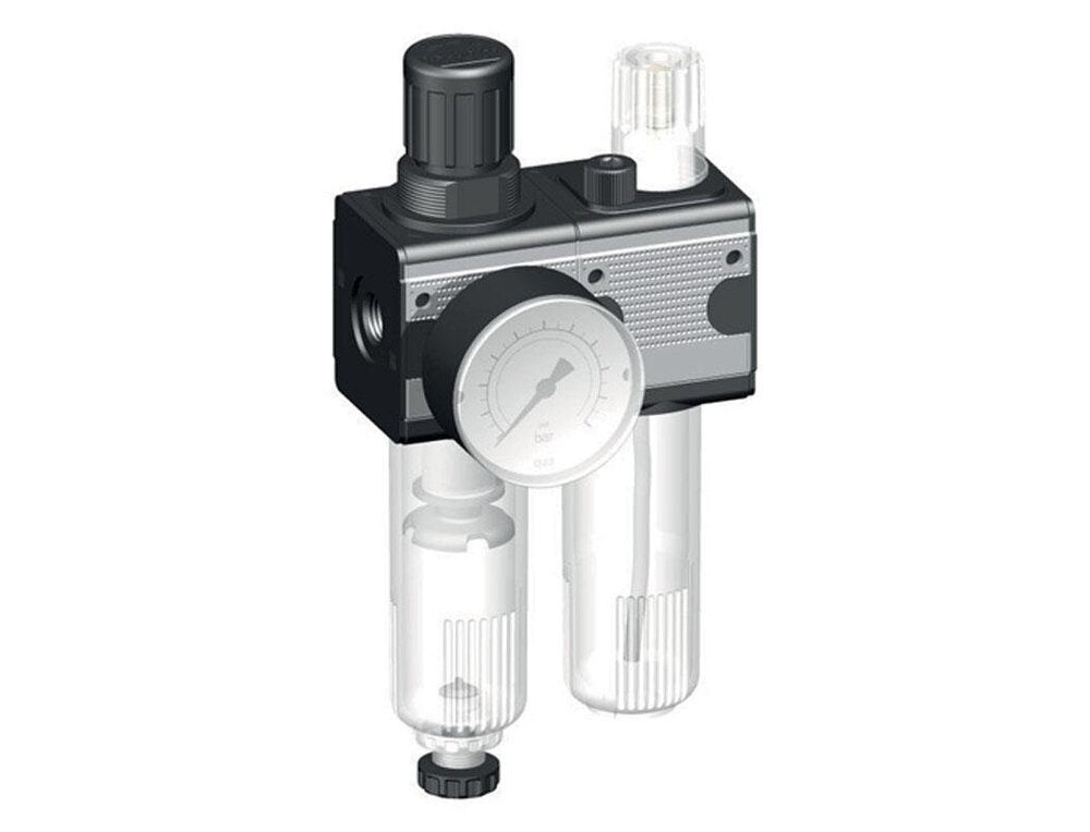 FRL 2-Delig G3/8'' 1200l/min 0.2-6.0bar/3-87psi Semi-Automatische Cilinder Vergrendeling Polycarbonaat Multifix 1