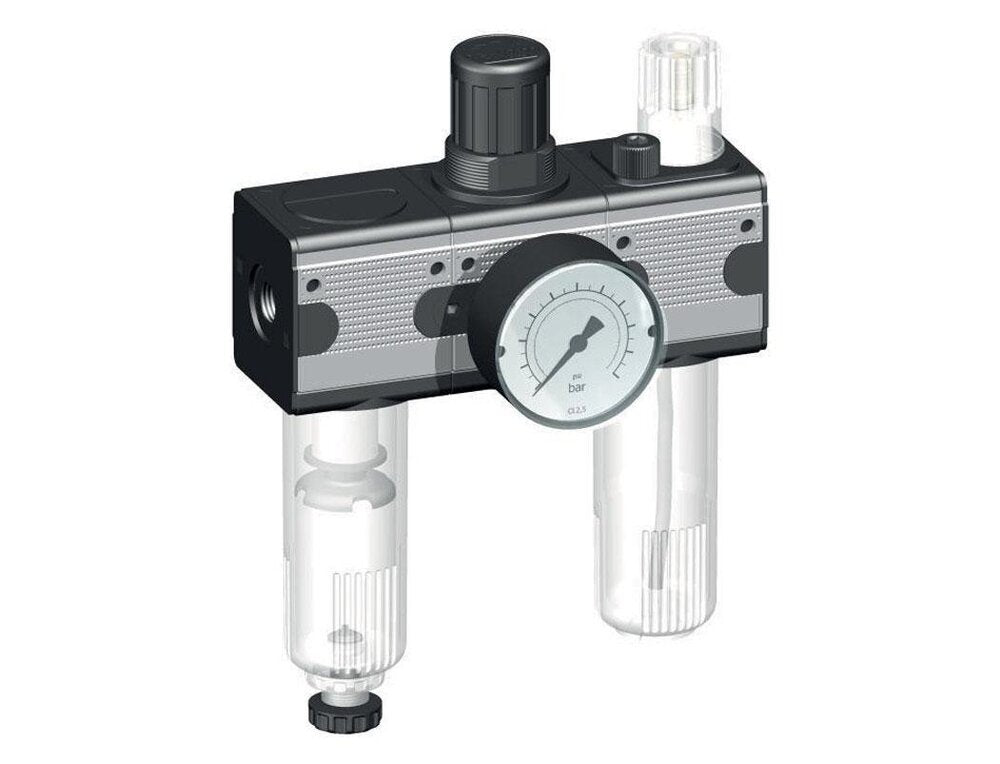 FRL 3-Delig G3/8'' 1200l/min 0.5-10.0bar/7-145psi Auto Beschermende Kooi Polycarbonaat Multifix 1