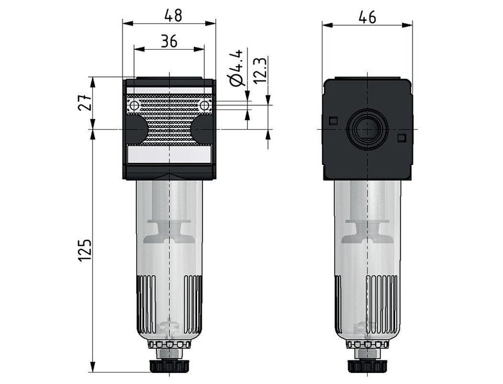 Filter 5microns G3/8'' 2000l/min Semi-Auto Beschermende Kooi Polycarbonaat Multifix 1